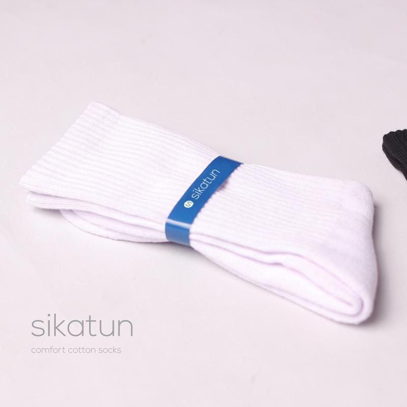 Kaos kaki sport / olahraga tebal hitam putih panjang sebetis - athletic midcalf crew socks - SIKATUN 2