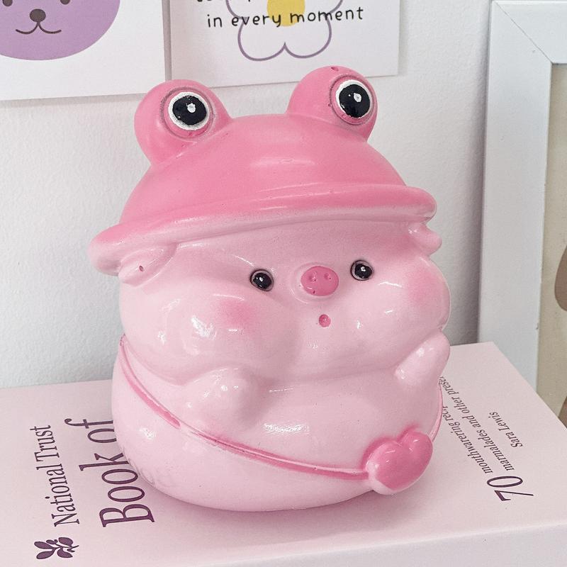 Heo đất Lợn đất tiết kiệm mẫu Heo đội Mũ Ếch size NHỎ C16xD14xR13 | cực cute làm quà tặng trang trí ống tiết kiệm tiền thạch cao Tiệm Heo Soda
