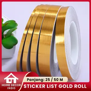Home Decor - Sticker List Gold Plat Strip Dinding Lantai 25 / 50 meter 0,5cm/1cm/2cm/3cm Stiker Pembatas Nat Keramik