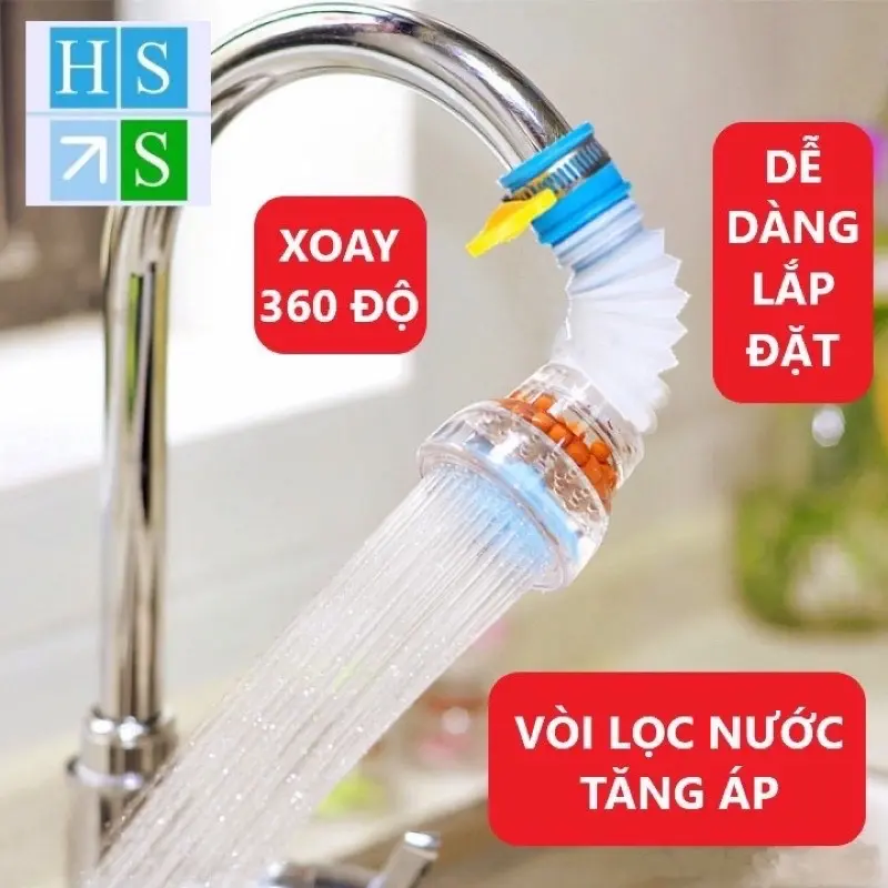 ĐẦU VÒI LỌC NƯỚC tăng áp lò xo xoay 360 độ lắp bồn rửa chén bát (Giao mầu ngẫu nhiên) 0
