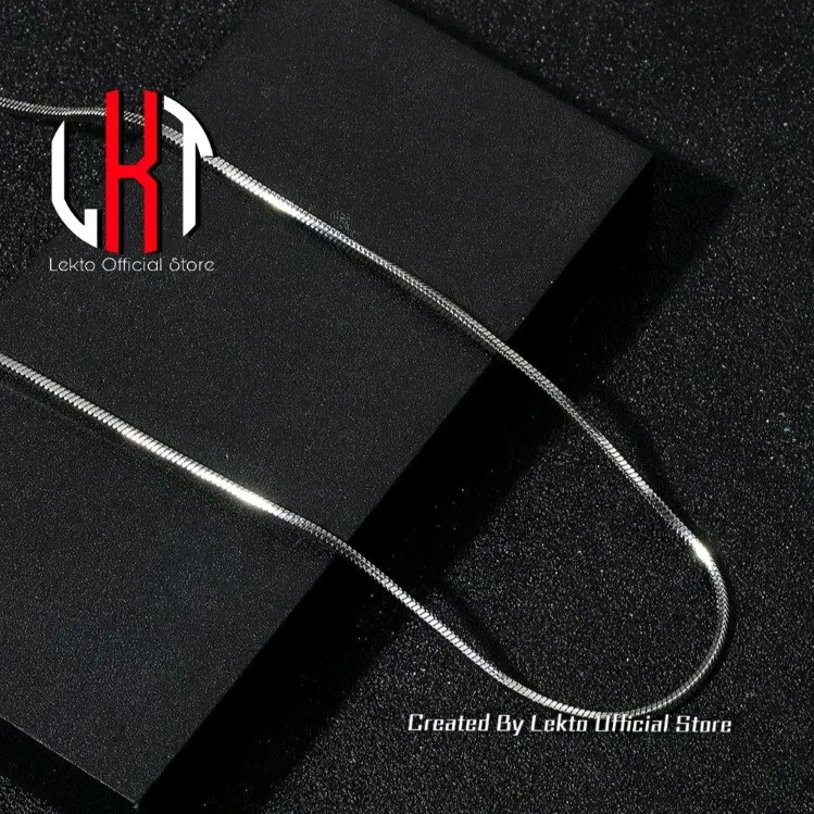 Kalung Titanium Anti Karat Selamanya Uniseks Pria Wanita Terlaris Motif Kotak SIERRA Monel Silver Pelapisan Logam Elegan 1