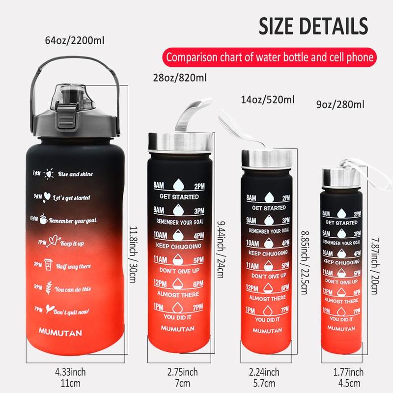 Spring Portable Sports Water Bottle, Large Capacity Sports Drinking Cup with Time Marker, Dinkware for Outdoor Sports Exercise School Camping, Reusable Washable Drinkware, Gift Ideas 1