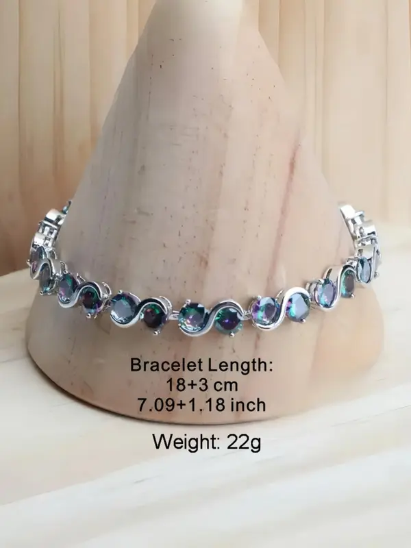 Women's Elegant Colorblock Jewelry Set, Fashion Necklace & Ring & Earrings & Bracelet, Trendy All-match & Exquisite Jewelry Set for Birthday Gift 2
