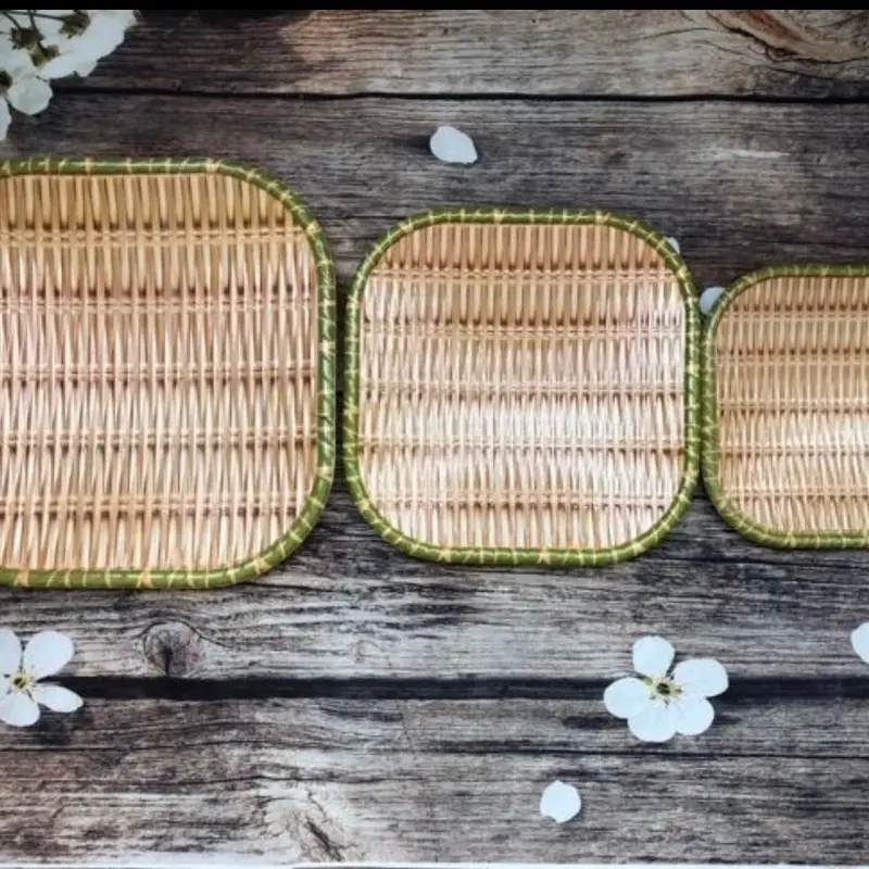 Combo 3 đĩa phíp  vuông giả mây tre đan 2