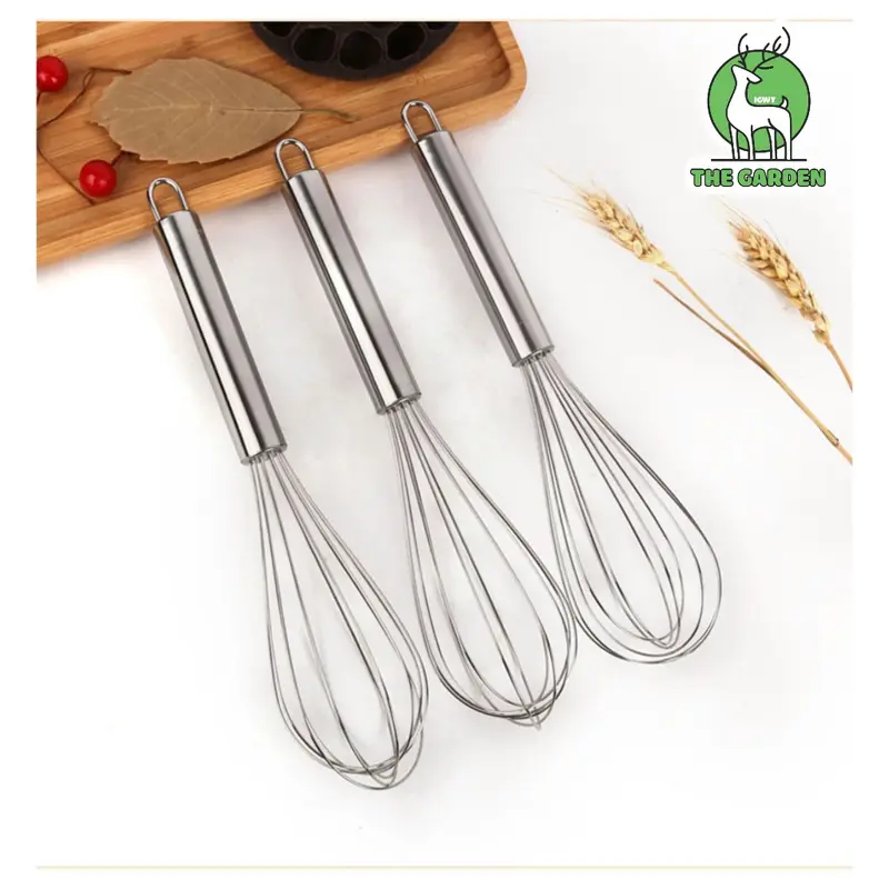 Phới đánh trứng bằng tay thép không gỉ đủ size - THE GARDEN 6