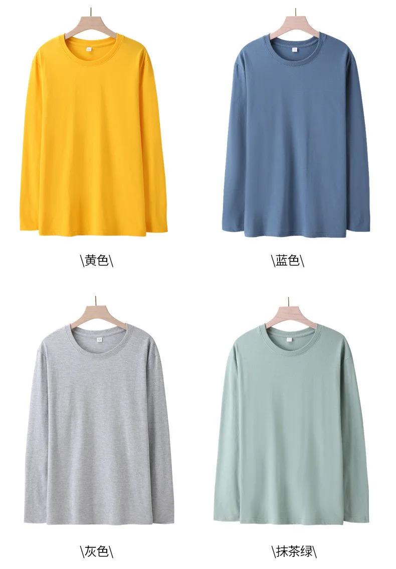 Product Introduction of Long Sleeves T-Shirts Men 100% Cotton Tee Tops Male Autumn Basic Plain Color Tshirts Women Normal Fit Size M-5XL Under Wear Man 9