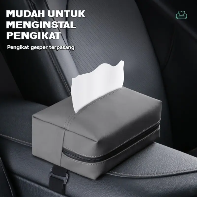 Tempat Tissue Mobil Kulit 3in1 Headrest Armrest Visor Premium Kotak Tisu Mobil 0