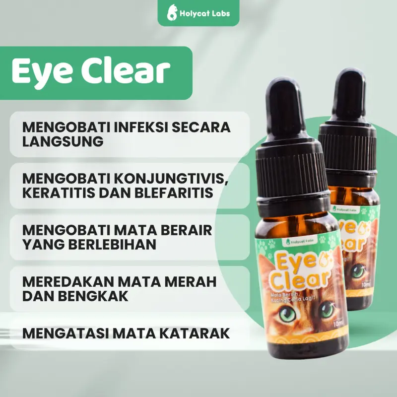PL Holycatlabs EYE CLEAR 10ML Obat Tetes Mata Kucing Pembersih Infeksi Kotoran Belekan Merah Bengkak 1