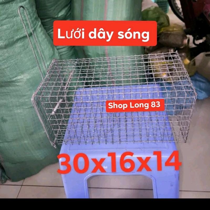 5 Lồng chuột cống nhum . sóc . bìm bịp lưới sóng có khoen cửa 30x16x14cm ( tặng lò xo )