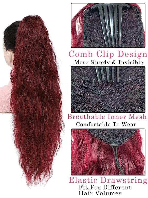 30 Inch Long Curly Ponytail Extension, Synthetic Hair Extensions for Women, Gorgeous Fluffy Hair Piece, Synthetic Hairpiece for Daily & Party Use, Hairextensions 3