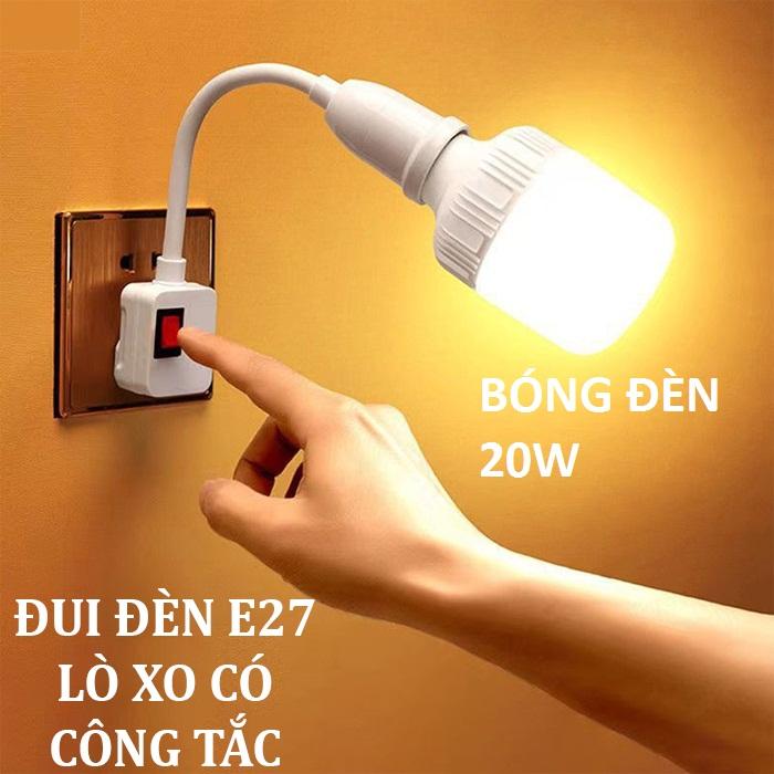Combo bóng đèn led 10W + đuôi đèn lò xo có công tắc on off tiện lợi, cắm vào ổ…