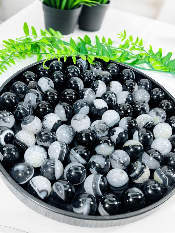 Natural Black Onyx Agate Mini Sphere, High-quality Onyx Agate Geode, Casual Rock Crystal for DIY, Home Decor, Jewelry Making 4