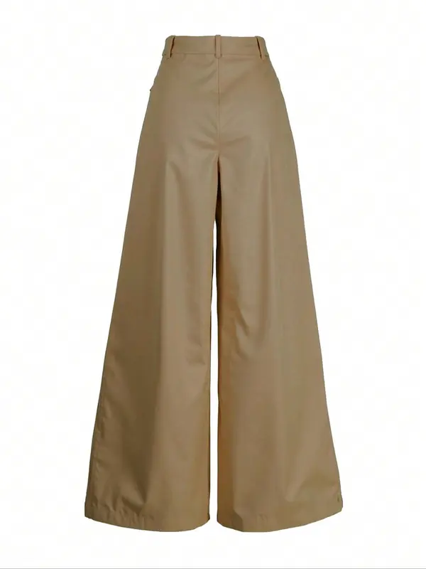 Women's Solid Color Wide Leg Pants without Belt, Casual Comfy Trousers for Daily Wear, Ladies Bottoms for All Seasons,  Trousers for Women 1