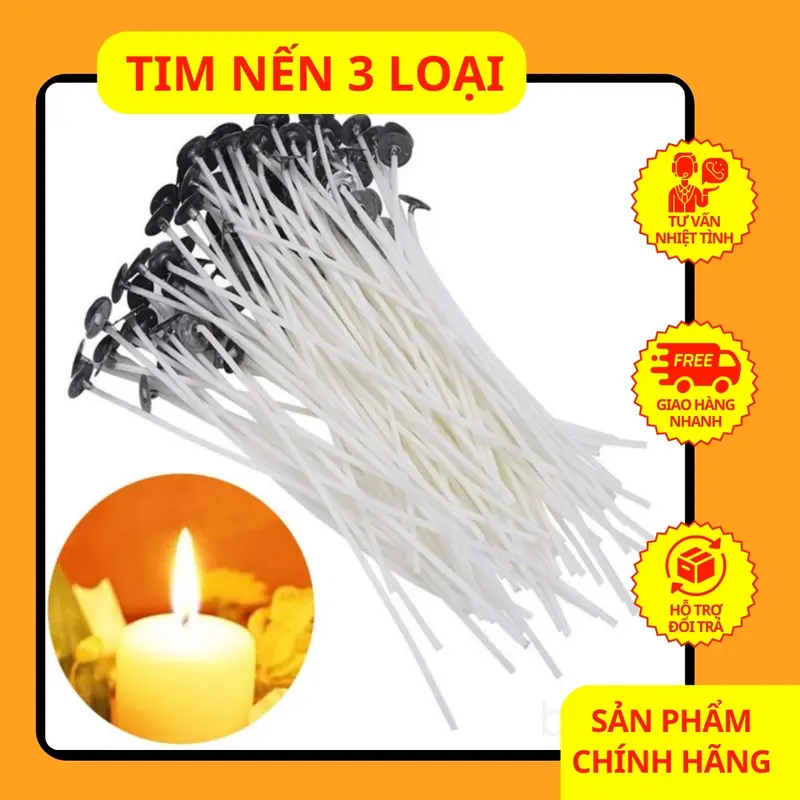 10 Bấc nến 15,5cm chuốt sáp sẵn dùng làm nến nhiều kích thước 100% cotton an toàn cho nguời sử dụng 0