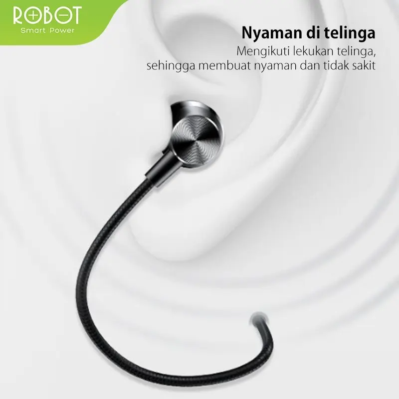 ROBOT Earphone Extra Subwoofer Bass R101 SERIES  Metal Wired Headset Original Garansi Resmi 1 Tahun Mikrofon Bawaan Peredam Kebisingan Logam Plastik On Ear Kabel Earphones Aluminium Headphones Komputer 6