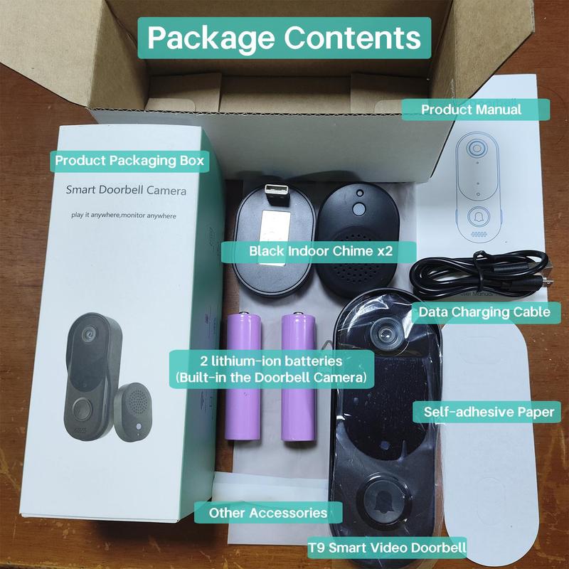 Smart Camera Doorbell, 2.4G Hz WiFi Smart Visual Doorbell with 2 USB Chime, High Speed Capture Waterproof Camera Doorbell with Two-way Voice Call 3