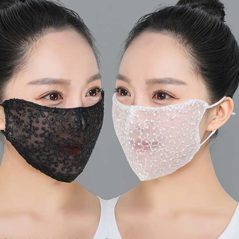 Mặt Nạ Ren Chống Nắng, Thời Trang Mới Mùa Hè, Dây Đeo Có Thể Điều Chỉnh Chống Nắng, Che Mặt, Chống Tia UV, Tai Treo, In Hoa Tuyết, Chống Nắng