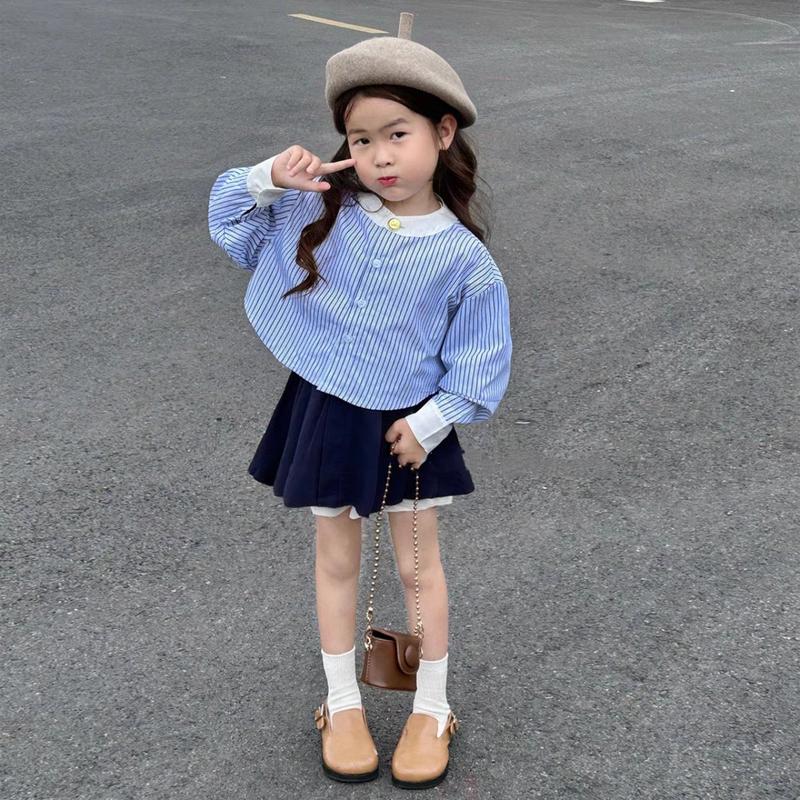 Bộ đồ chân váy bé gái đi học-Set bộ chân váy áo cổ trụ cho bé gái đi học từ 10kg đến 24kg