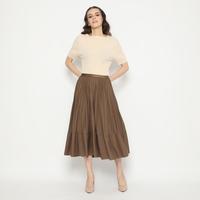 Gambar MINEOLA Serenity Choco Brown Pleated Midi Skirt Katun Santai Polos A-Line Coklat Fit Karet dari MINEOLA FASHION OFFICIAL SHOP Kota Administrasi Jakarta Selatan 5 Tokopedia