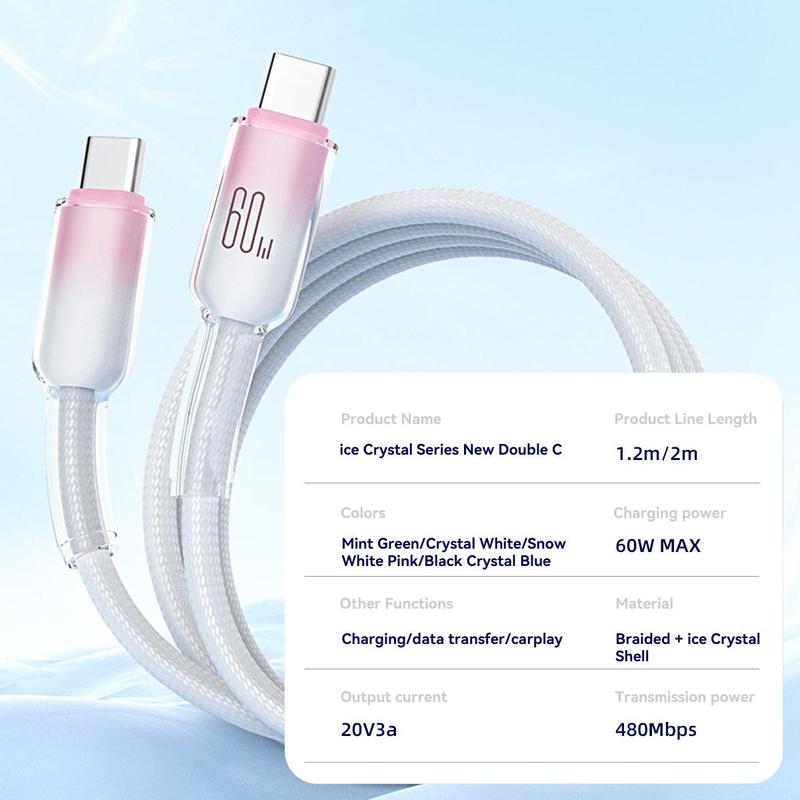Product Introduction of 60W Type-C Fast Charging Data Cable, 1 Count Multipurpose Phone Charging Cable, Phone Accessories Compatible with Apple Samsung Huawei Xiaomi Vivo OPPO, Electronic 5
