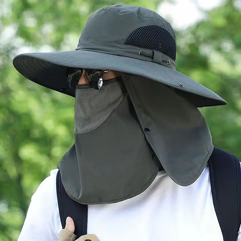Topi Memancing, Teduhan Matahari, Atap Besar, Sesuai untuk Memancing dan Mendaki Gunung, Topeng dengan Perlindungan UV Luaran, Boleh Tanggal, Gaya Gorro Pescador