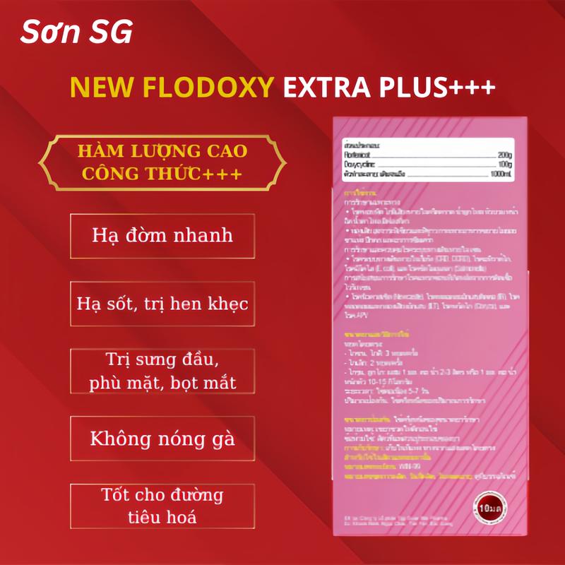 New FLODOXY EXTRA PLUS hàm lượng cao. Trị hen khẹc, khò khè, có đờm, sưng đầu, phù mặt, viêm mắt có bọt, chảy nước mắt mũi, tốt cho đường tiêu hoá gà. chai 10ml 3