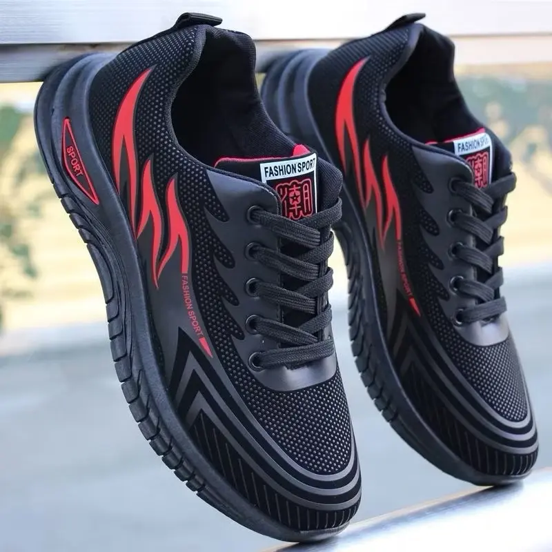Giày nam đế đen FASHION SPORT Êm Ái chất liệu vải lưới thoáng khí phù hợp thể thao chạy bộ