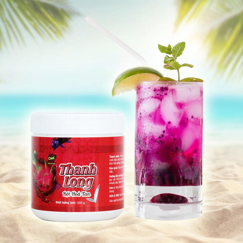 Product Introduction of Bột Thanh Long Hòa Tan Chavi Hũ 350g Có Đường Dùng Pha Nước Trái Cây 0