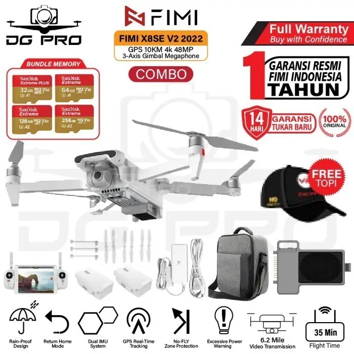 BIG PROMO! FIMI X8SE 2022 V2 DRONE RC 10KM 48MP 4K 3-Axis Gimbal Camera GPS X8 SE - X8SE V2 COMBO, STANDADR BOX 0