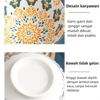 {SNI} HOMESTUFF Mangkok Set Premium Motif Warna-Warni / Hampers Mangkok souvenir Hadiah / Mangkok Set Gaya Istana / Garansi 6