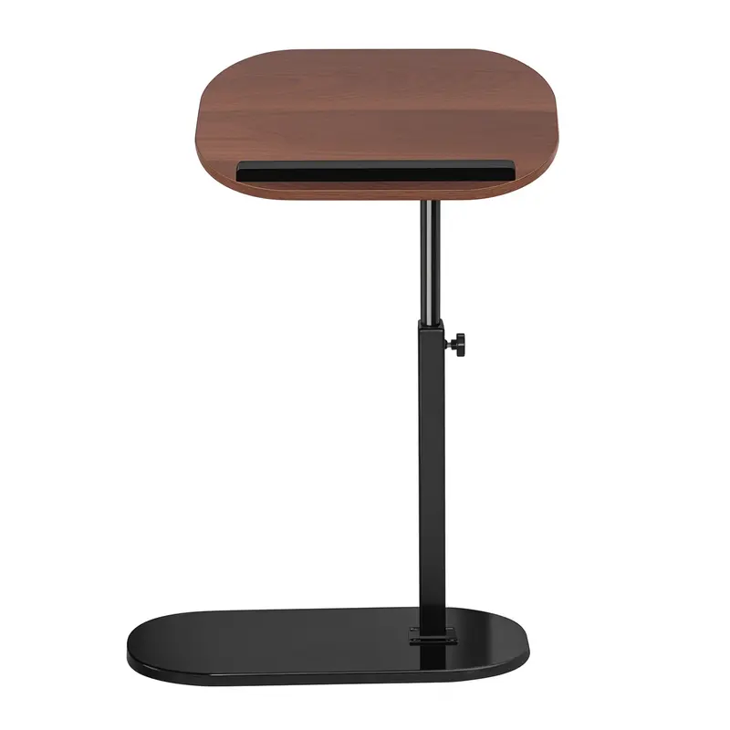 Adjustable C-Shaped End Table with 360° Swivel & 2-Tier Storage - Multi-Functional Reversible Skinny Side Table for TV/Couch/Bed (Brown) 6