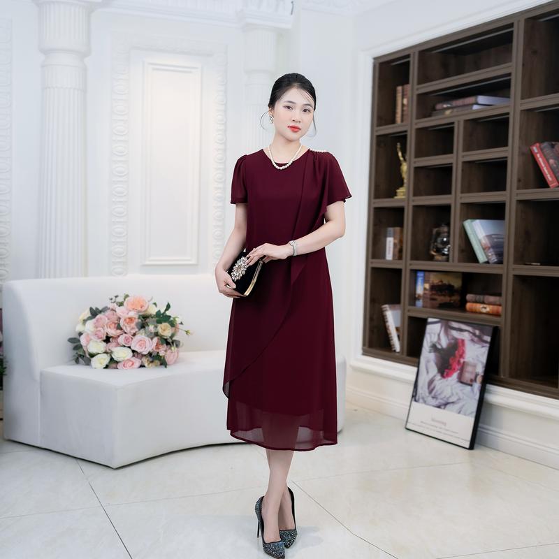 Đầm Trung Niên [ Linh Trà ] (LT 252) Trẻ Trung Thiết Kế Trang Nhã Thanh Lịch Bigsize Đi Làm Đi Tiệc Cho Bà Cho Mẹ U50 6