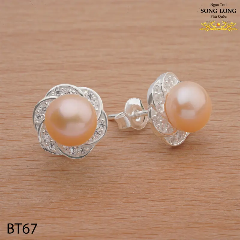 [BT67] Bông tai Ngọc trai chốt đẩy xinh xắn, đơn giản 1