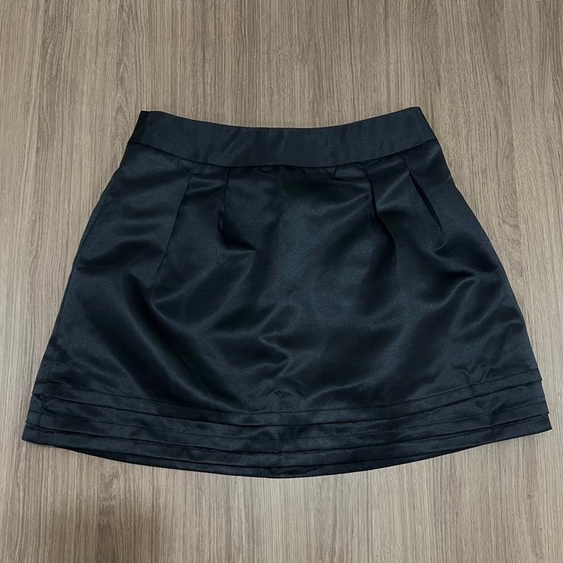 Xả Kho Chân váy chất tafta dáng ngắn cạp cao hàng 2 lớp có lót quần BEIBEE.BYNGOC Váy chữ A Màu đen Trơn Nữ