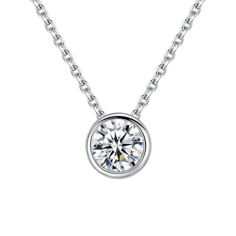Moissanite S925 Sterling Silver round Bubble Necklace Female Pendant Japanese and Korean Simple Stylish Factory Direct Sales Xiaohongshu Hot 4