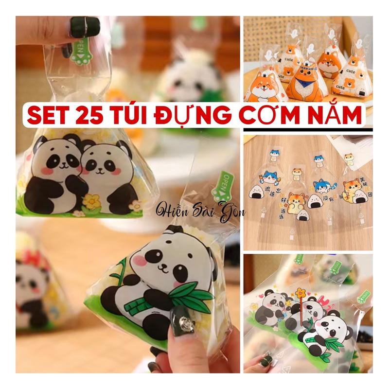 Set 25 túi đựng cơm nắm đựng sushi cơm cuộn tiện lợi mẫu ngẫu nhiên