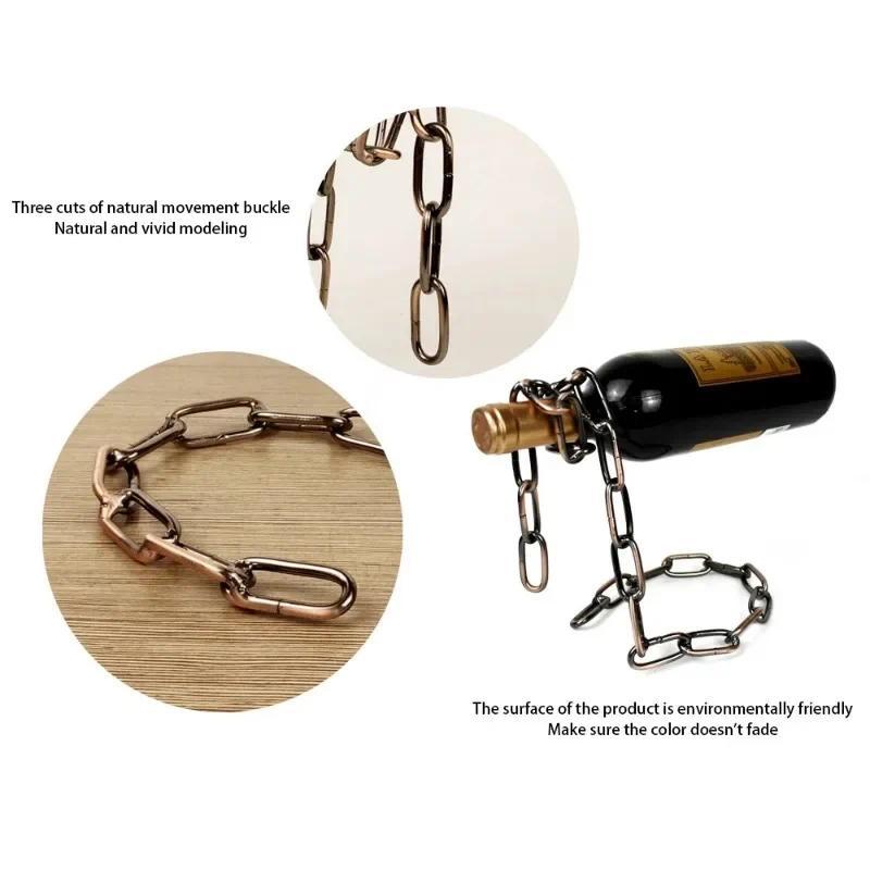Product Introduction of Magic Suspension Iron Chain Wine Rack Metal Chain Hanging Wine Bottle Holder Bar Cabinet Display Stand Shelf Bracket Home Decor 11