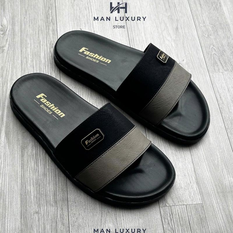 [Khâu Đế] Dép Nam Da sít nhăn Đen vá Nâu Cafe cao cấp mác Fashion Đế Kép 2 lớp Cao Hàng Đẹp Slipper Dép Lê Quai Ngang Đế Bằng Quai Ngang Đế Bằng dép  nam đẹp
