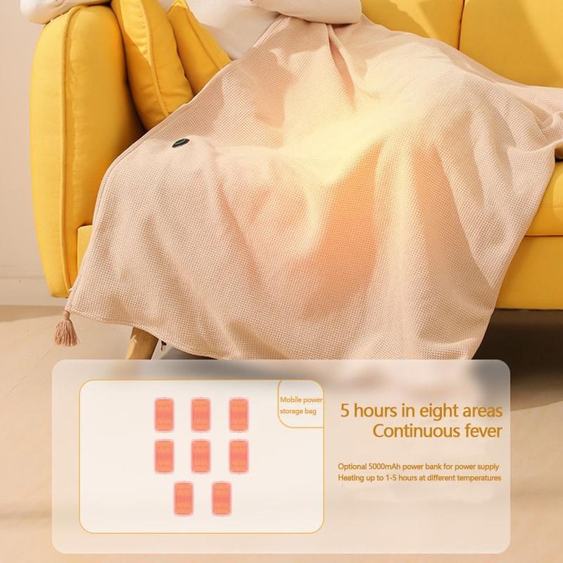 Product Introduction of Durable Wearable USB Electric Heated Blanket Washable Portable Heating Lap Blanket 3 Heating Levels Warm Shawl Household 12