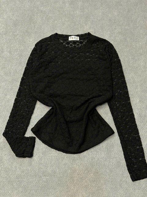 Product Introduction of Áo Ren Hoa Dài Tay Phom Vừa Dáng Ôm Women Nữ Top Cổ Tròn 17