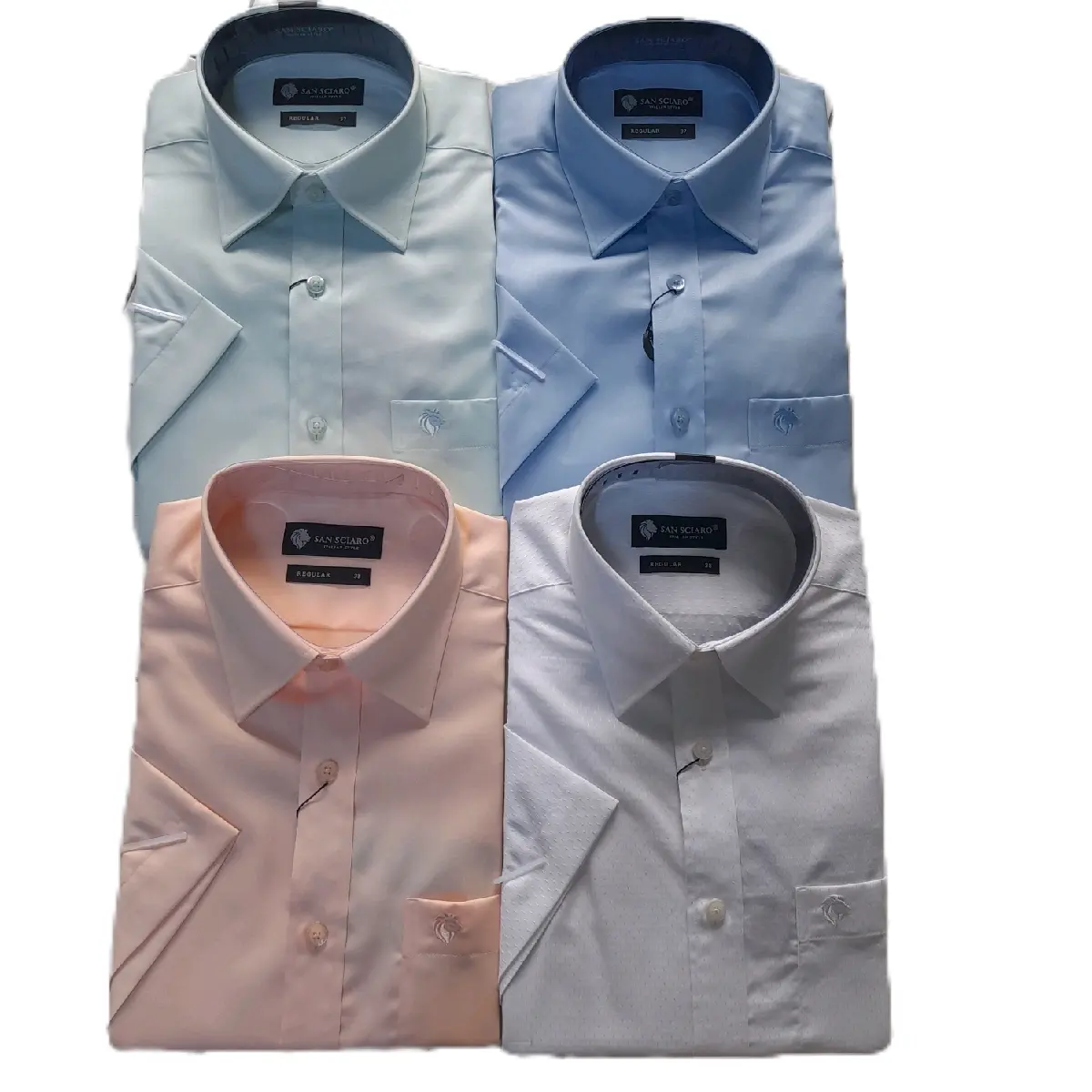 ÁO SƠ MI NGẮN TAY LAI BẦU SANSCIARO FOM REGULAR CHẤT LIỆU COTTON HOÀN TOÀN LẺ SIZE