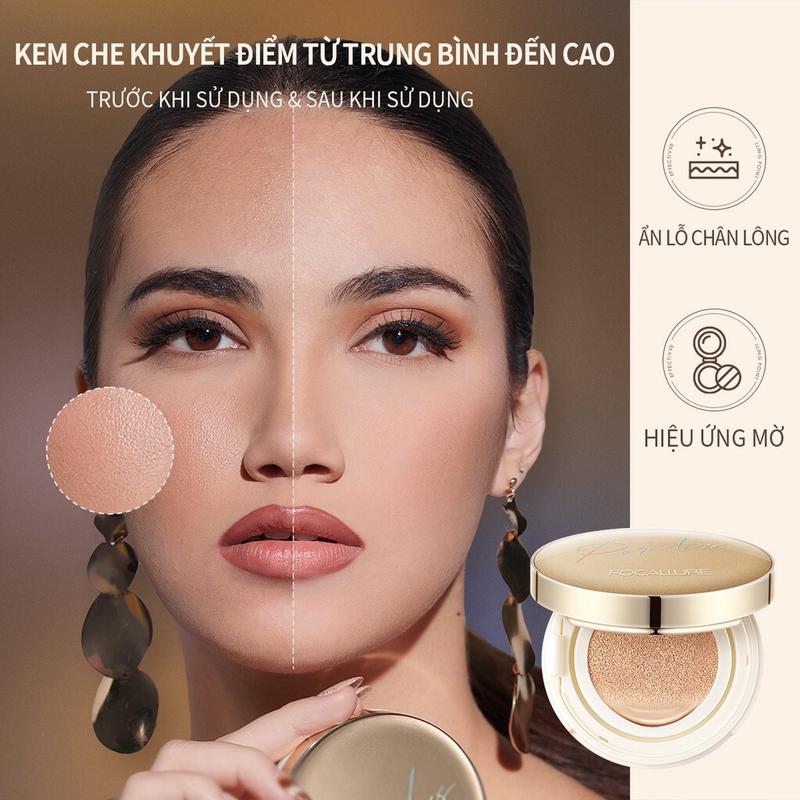 Phấn nước Focallure BB Cushion Golden Age che phủ hoàn hảo làm mờ lỗ chân lông chống nước kết cấu mỏng nhẹ 12g 2