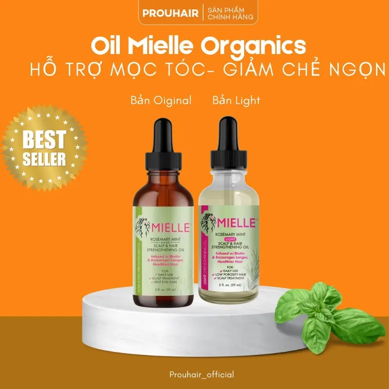 Dầu Dưỡng Tóc Mielle Rosemary Mint 59ml - Nuôi Dưỡng & Tăng Cường Tóc, Giảm Chẻ Ngọn, Làm Dịu Da Đầu - Trà 0