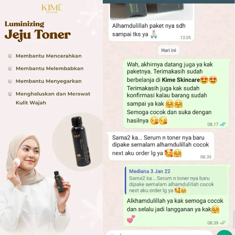 Luminizing Jeju Toner by Kime skincare Mencerahkan Wajah Untuk membersihkan Kotoran Kusam dan Kosmetik 4