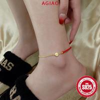 Gambar AGIAO Gelang Kaki Tali Merah Titanium Steel Tidak Pudar Lucky Double-Sided 3D Small Fortune Pendant Untuk Wanita - Emas, 20+5cm dari A.GIAO.ID Kab. Gresik 1 Tokopedia