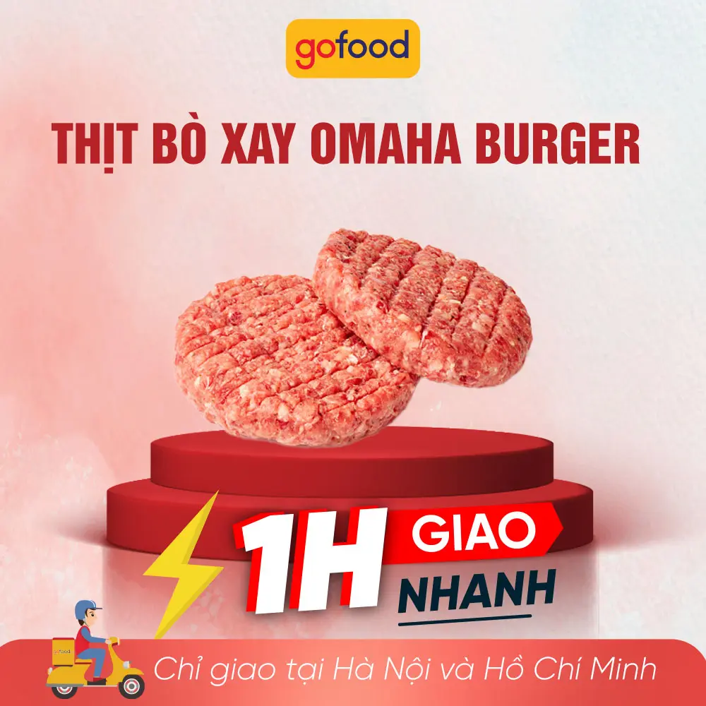Thịt bò xay Omaha Burger Gofood