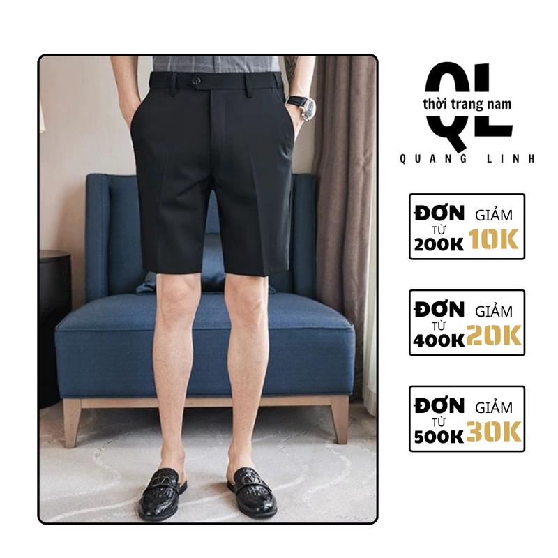 Quần Short Tây Âu Nam Co Giãn Nhẹ, Chất Vải Tuyết Mưa Dầy Mịn Menswear Có Túi Quần Lửng