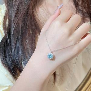 Vòng Cổ Hình Khối Đường Nhỏ Màu Xanh Đại Dương, Cao Cấp, Dành Cho Nữ, Giá Cả Phải Chăng, Thời Trang Sang Trọng, Dây Chuyền Xương Đòn Dễ Phối Đồ Thiết Kế Độc Đáo Với Zircon Siêu Sáng Bóng