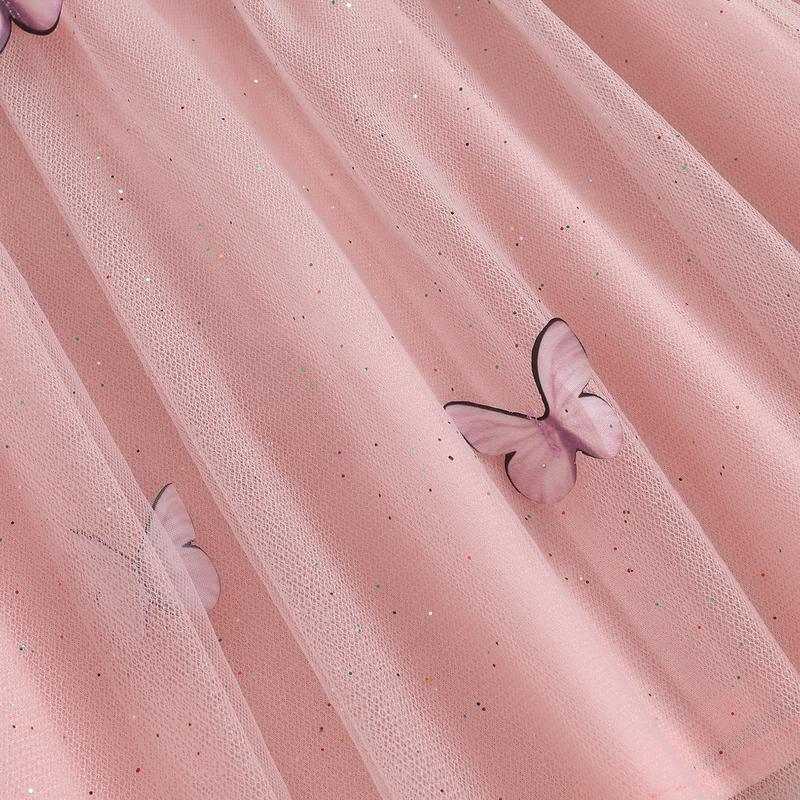 Product Introduction of Baby Girl Tulle Dress Fly Sleeve Square Neck Tutu Dress 3D Flower/Butterfly Party Dress 37