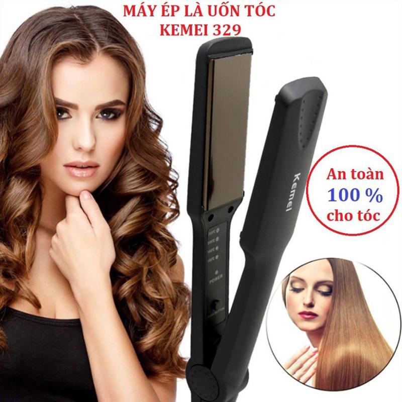 Máy Là Tóc Duỗi Tóc 4 Mức Nhiệt Kemei KM329 - Dụng Cụ Uốn Tóc Tạo Kiểu Đa Năng Tại Nhà Ép Là Thẳng, Uốn Cụp, Xoăn Lọn Máy Uốn Tóc 4
